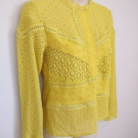 Anthropologie James Coviello Burnham Long Sleeve Eyelet Lace Top - Picture 3 of 10